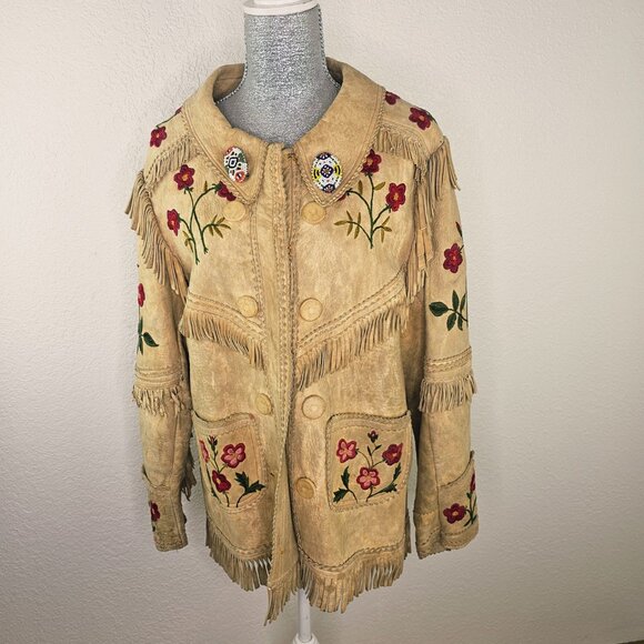 Vintage 70's Handcrafted Embroidered & Beaded Deerskin Jacket - Picture 5 of 16